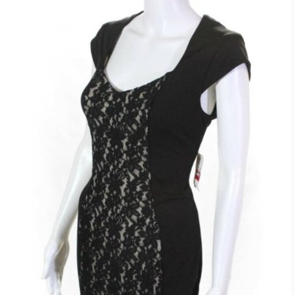 Alexia Admor Lace Contrast Sheath Dress Black XS - Picture 7 of 7